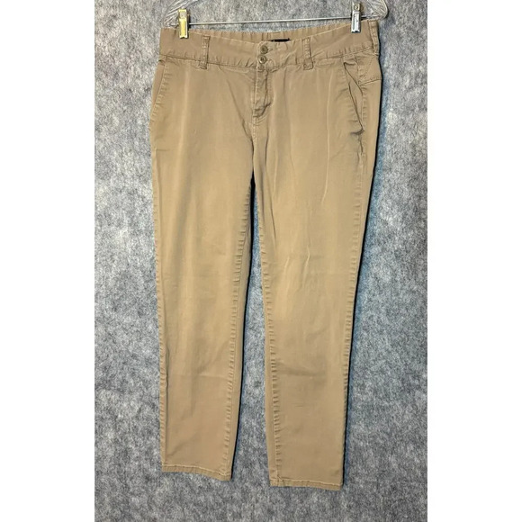 Prana Womens 8 Pants Organic Cotton Stretch Brown Tan Straight Leg Pockets EUC - Picture 1 of 6